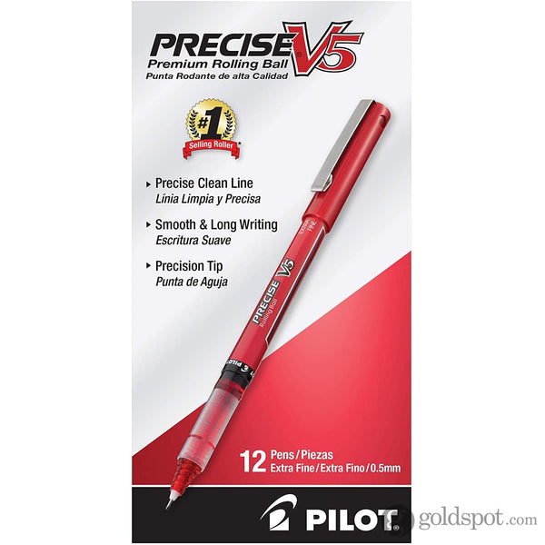 Pilot Precise V5 Rollerball Stick Pen in Red Liquid Ink - Extra Fine Point 12 Pack Rollerball Pen