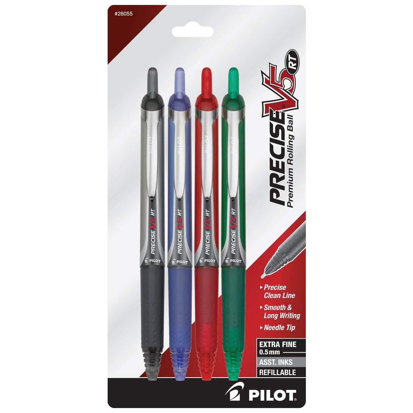 Pilot Precise V5 RT Rollerball Liquid Ink Pens in Assorted Colors Ex