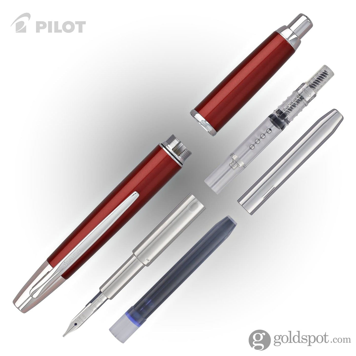 Pilot Vanishing Point Decimo Fountain Pen in Burgundy - 18K Gold Fountain Pen