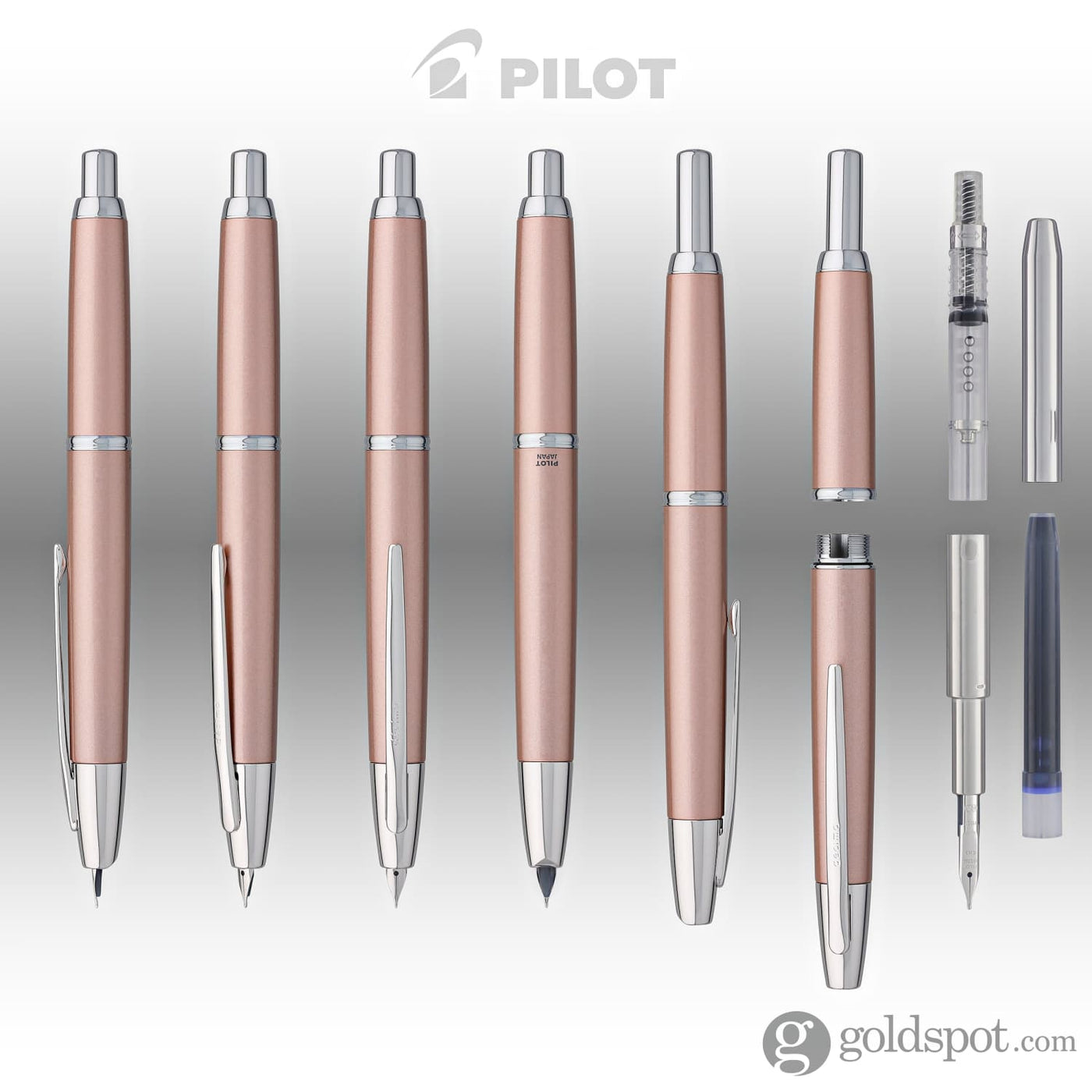 Pilot Vanishing Point Decimo Fountain Pen in Champagne - 18K Gold ...
