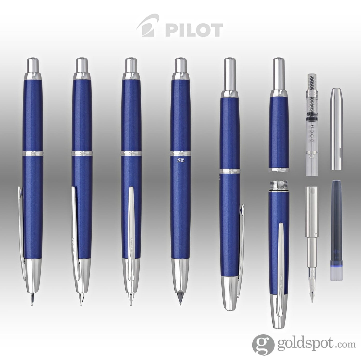 Pilot Vanishing Point Decimo Fountain Pen in Navy - 18K Gold Fountain Pen