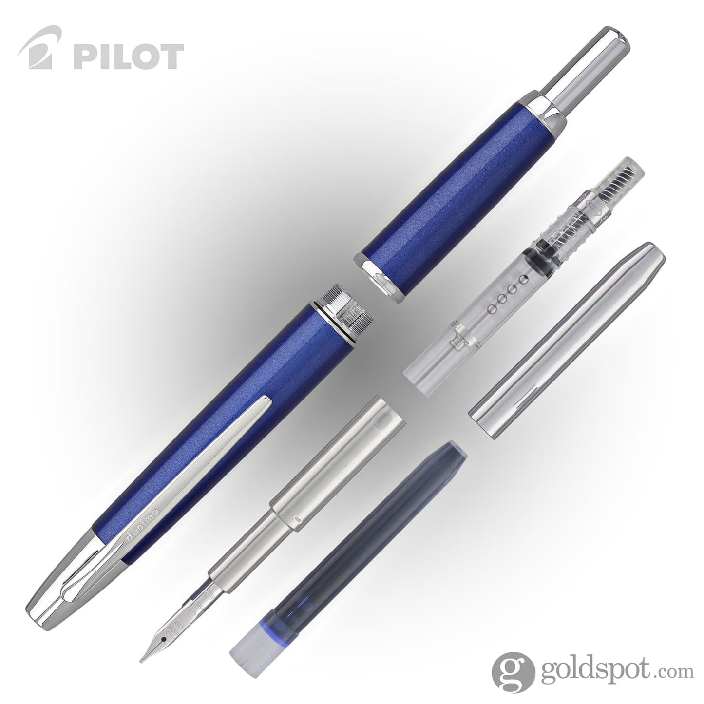 Pilot Vanishing Point Decimo Fountain Pen in Navy - 18K Gold Fountain Pen