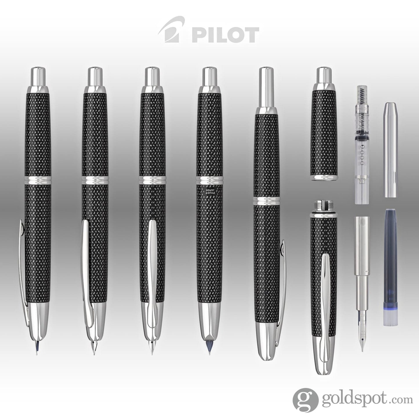 Pilot Vanishing Point Fountain Pen in Black Carbonesque & Rhodium Fountain Pen
