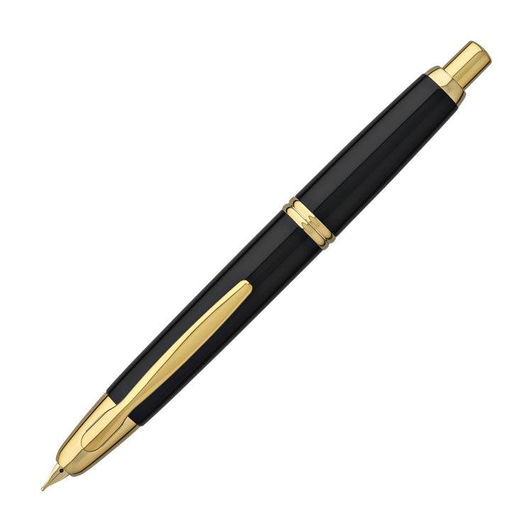 Pilot Vanishing Point Fountain Pen in Black & Gold - 18K Gold Fountain Pen
