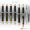 Pilot Vanishing Point Fountain Pen in Black & Gold - 18K Gold Fountain Pen