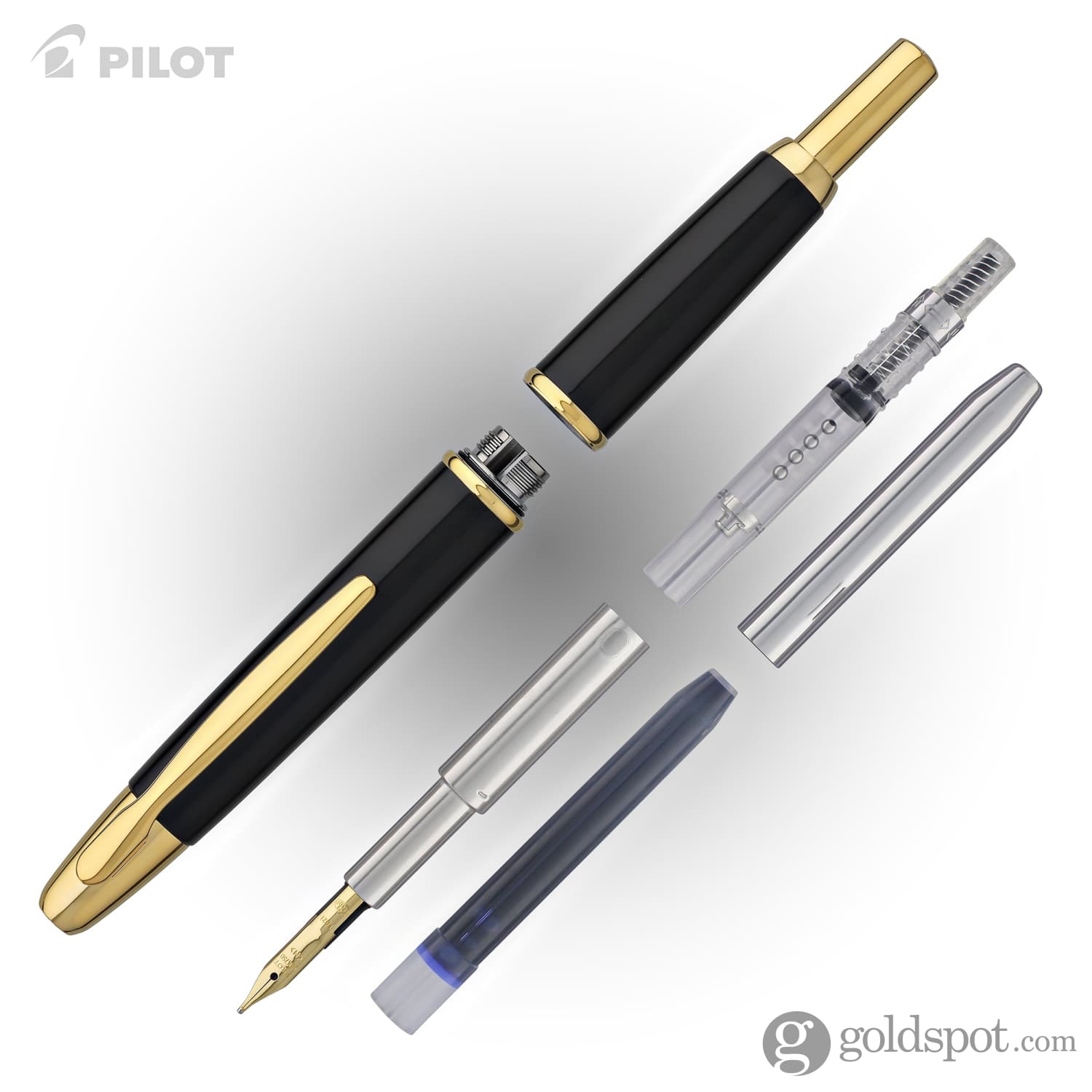 Pilot Vanishing Point Fountain Pen in Black & Gold - 18K Gold