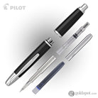 Pilot Vanishing Point Fountain Pen in Black & Rhodium - 18K Gold Fountain Pen