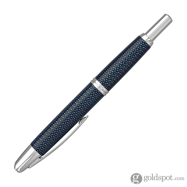 Pilot Vanishing Point Fountain Pen in Blue Carbonesque & Rhodium - 18K Gold Fountain Pen