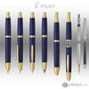 Pilot Vanishing Point Fountain Pen in Blue & Gold - 18K Gold Fountain Pen