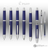 Pilot Vanishing Point Fountain Pen in Blue & Rhodium - 18K Gold Fountain Pen