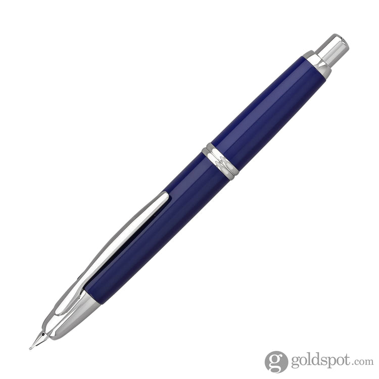 Pilot Vanishing Point Fountain Pen in Blue & Rhodium - 18K Gold Fountain Pen