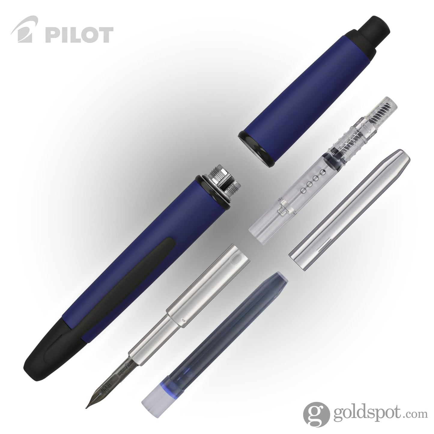 Pilot Vanishing Point Fountain Pen in Matte Blue & Black Accents - 18K Gold Fountain Pen