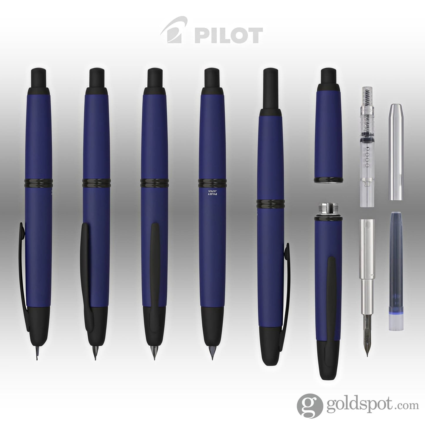 Pilot Vanishing Point Fountain Pen in Matte Blue & Black Accents - 18K Gold Fountain Pen