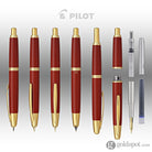 Pilot Vanishing Point Fountain Pen in Red & Gold - 18K Gold Fountain Pen