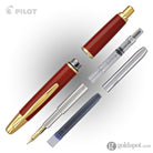 Pilot Vanishing Point Fountain Pen in Red & Gold - 18K Gold Fountain Pen