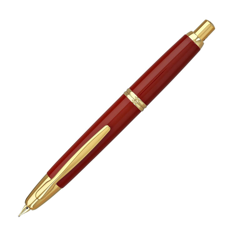 Pilot Vanishing Point Fountain Pen in Red & Gold - 18K Gold Fountain Pen