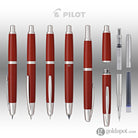 Pilot Vanishing Point Fountain Pen in Red & Rhodium - 18K Gold Fountain Pen