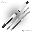 Pilot Vanishing Point Fountain Pen in Shiny White & Black Accents - 18K Gold Stub Nib Fountain Pen