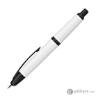 Pilot Vanishing Point Fountain Pen in Shiny White & Black Accents - 18K Gold Stub Nib Fountain Pen
