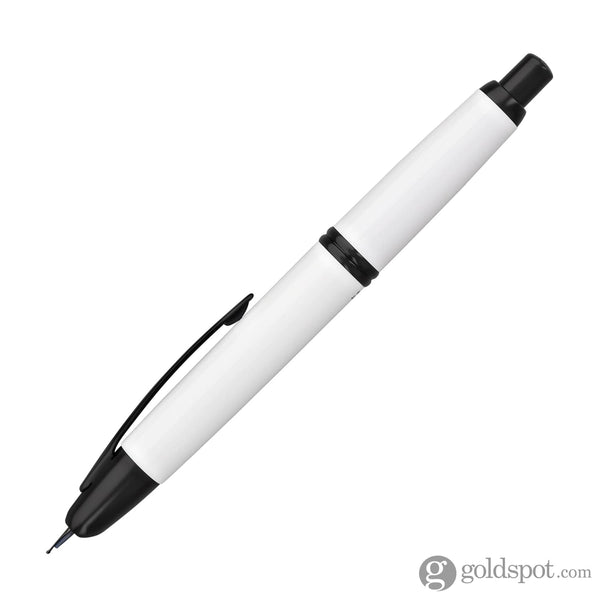 Pilot Vanishing Point Fountain Pen in Shiny White & Black Accents - 18K Gold Stub Nib Fountain Pen