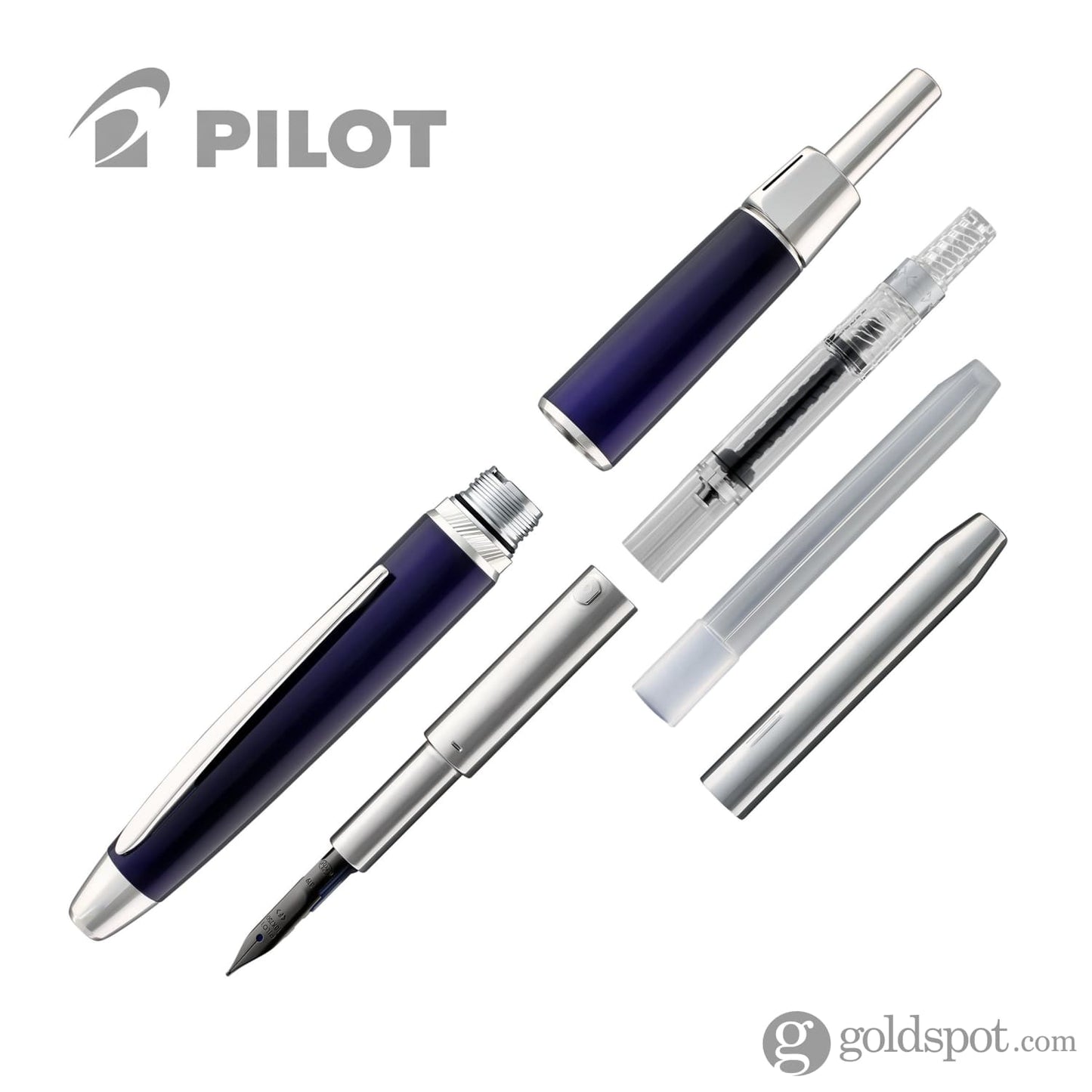 Pilot Vanishing Point LS Fountain Pen in Blue with Rhodium Silver Trim Fountain Pen