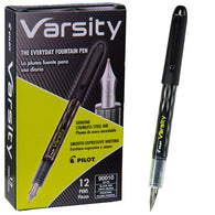 Pilot Varsity Disposable Fountain Pen in Black with Black Ink - Pack of 12