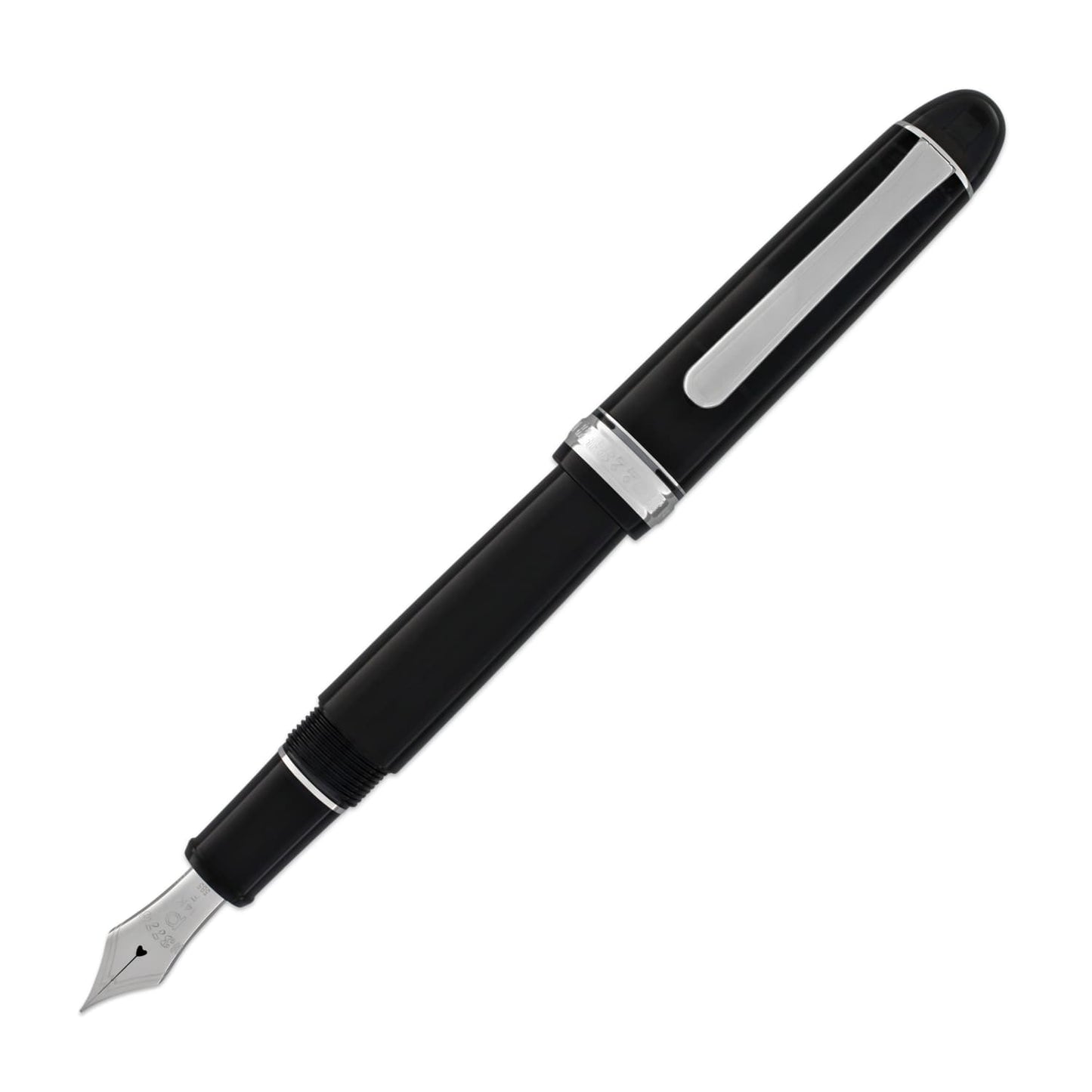 Platinum 3776 Century Fountain Pen in Black with Rhodium Trim - 14K Gold Music Point Fountain Pen