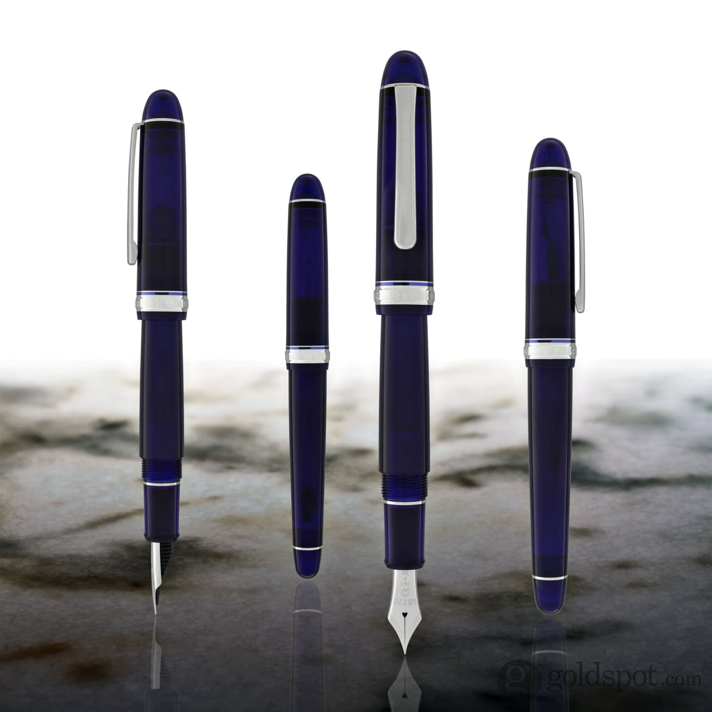 Platinum 3776 Century Fountain Pen in Chartres Blue with Rhodium Trim - 14K Gold Fountain Pen