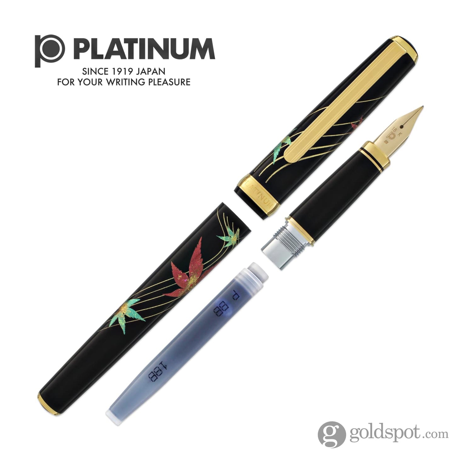 Platinum Classic Maki-e Fountain Pen in Autumn Leaves - 18K Gold Fountain Pen