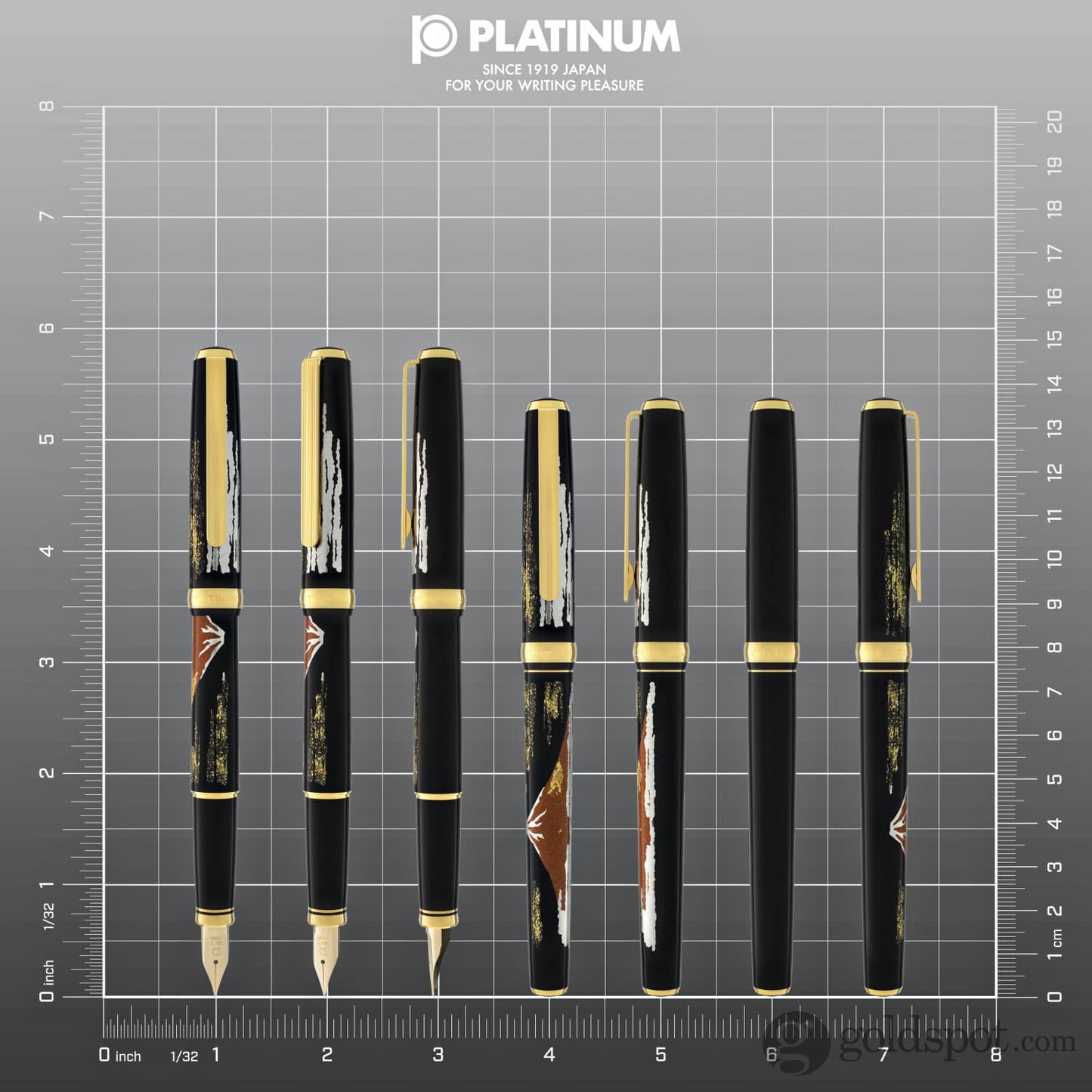 Platinum Classic Maki-e Fountain Pen with Mt. Fuji Design - 18K Gold Fountain Pen