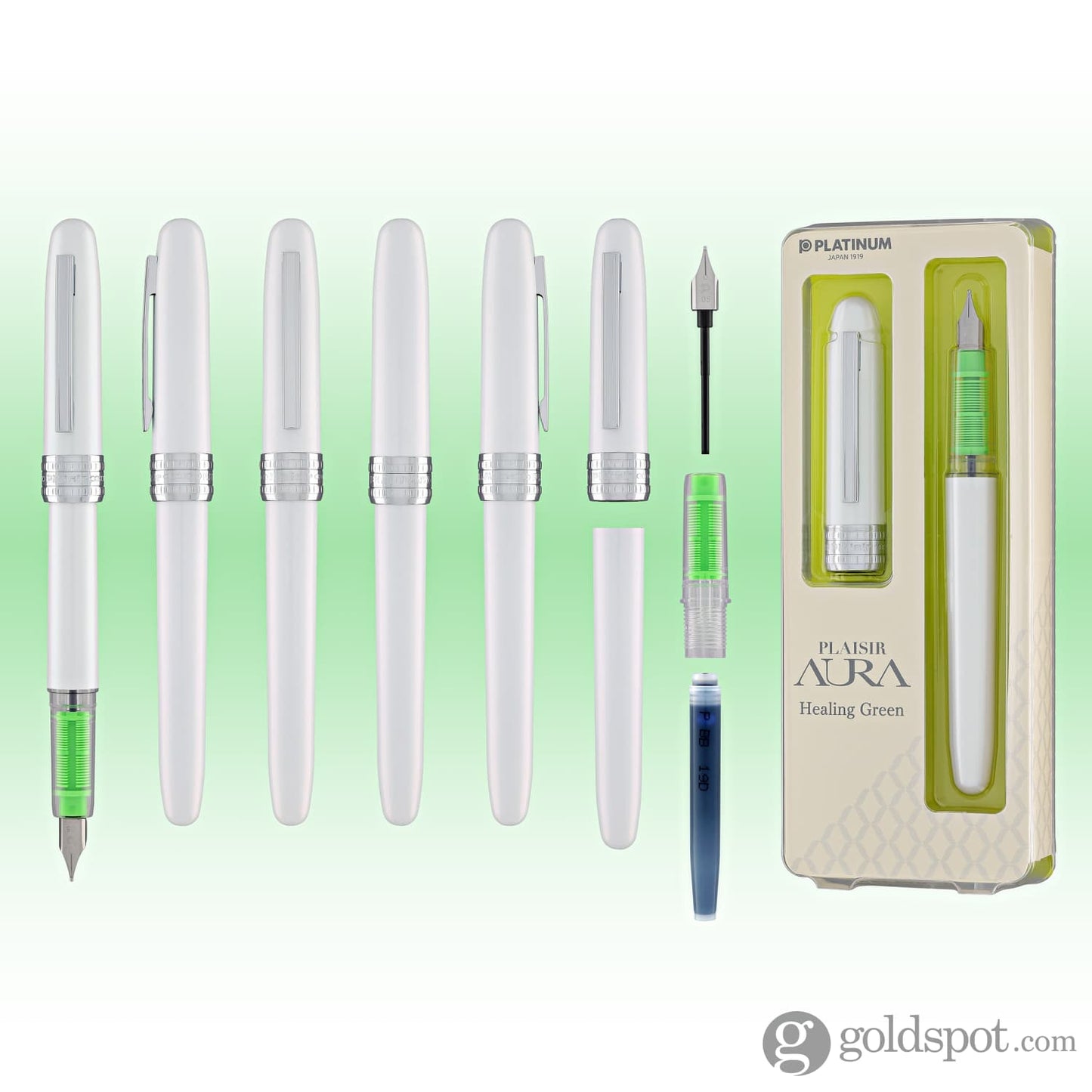 Platinum Plaisir Aura Fountain Pen in Healing Green Fountain Pen