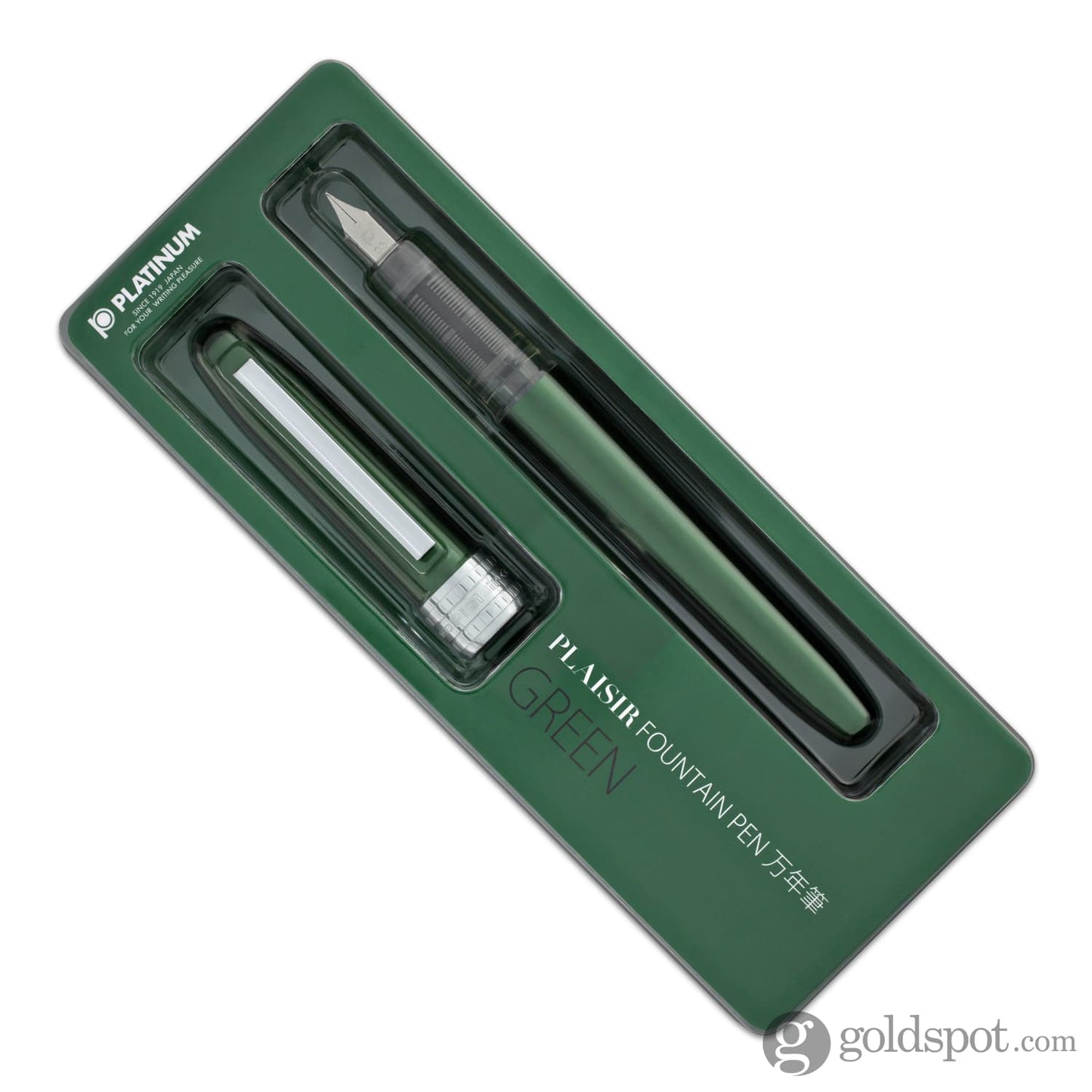 Platinum Plaisir Fountain Pen in Green - Fine Point Fountain Pen