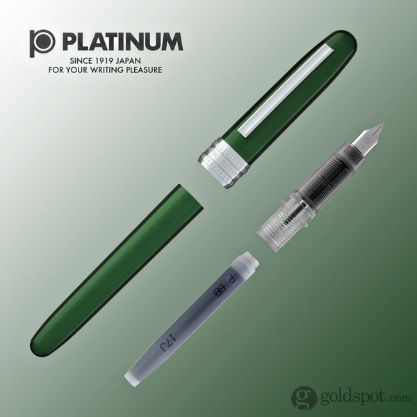 Platinum Plaisir Fountain Pen in Green - Fine Point Fountain Pen