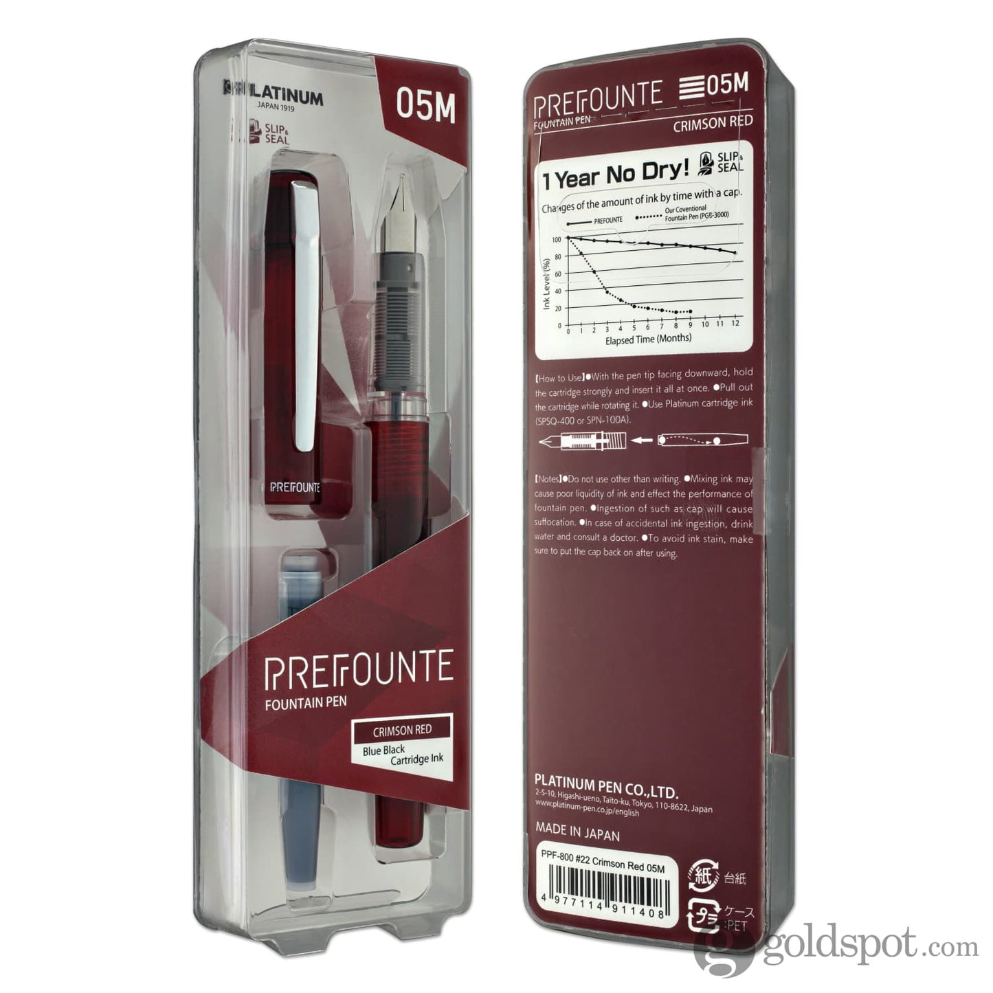 Platinum Prefounte Fountain Pen in Crimson Red Fountain Pen