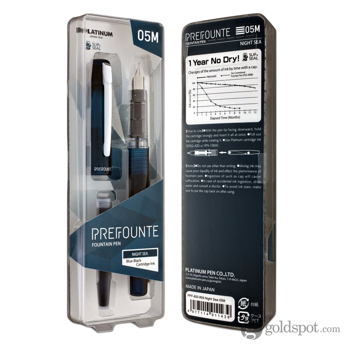 Platinum Prefounte Fountain Pen in Night Sea Fountain Pen