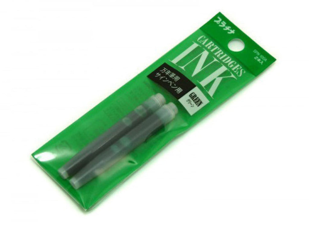 Platinum Preppy Ink Cartridge in Green - Pack of 2 Fountain Pen Cartridges