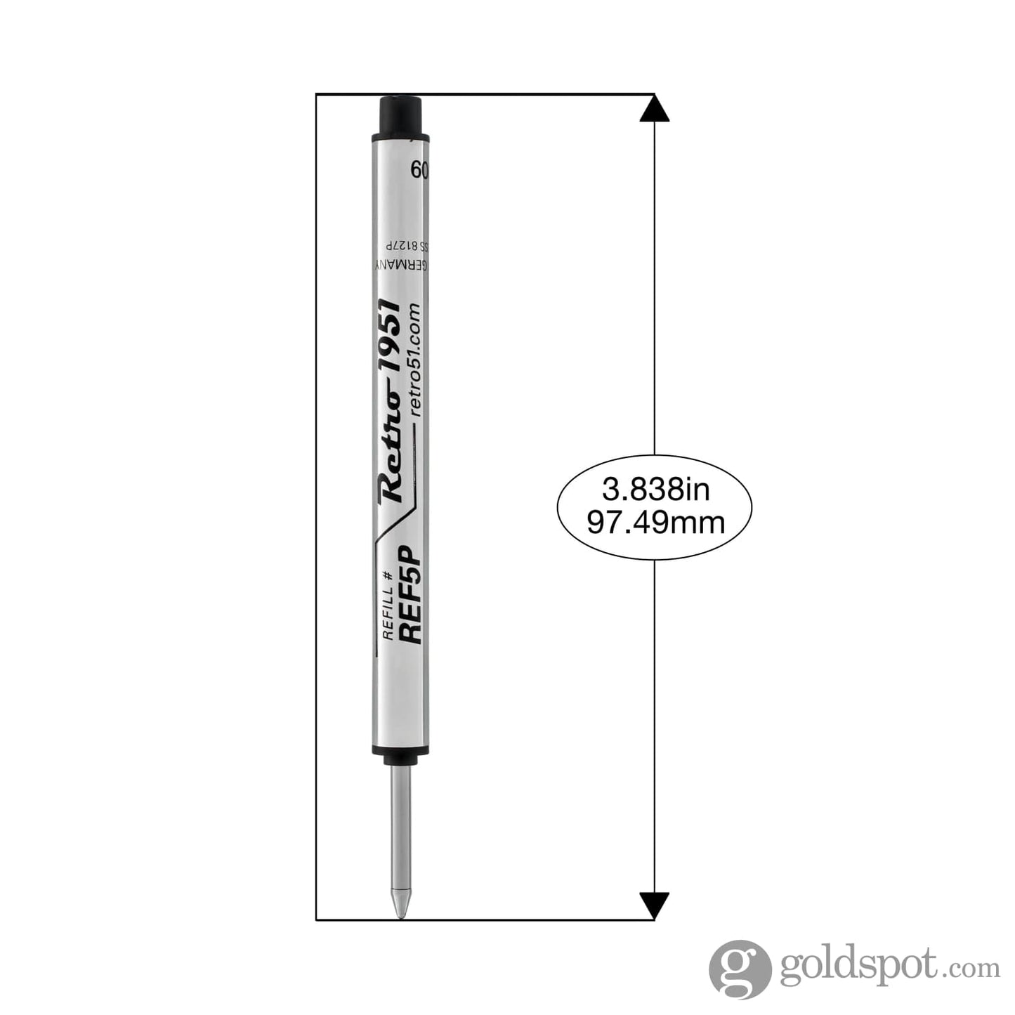 Retro 51 Retractable Rollerball Refill in Black for Tornado Pens Rollerball Refill