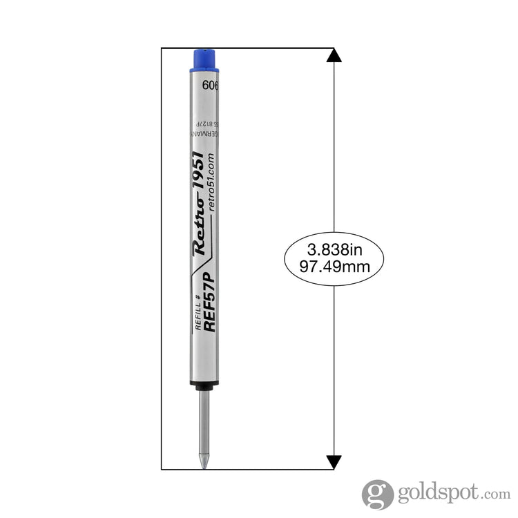 Retro 51 Retractable Rollerball Refill in Blue for Tornado Pens Rollerball Refill