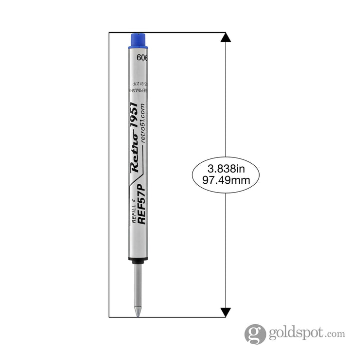 Retro 51 Retractable Rollerball Refill in Blue for Tornado Pens