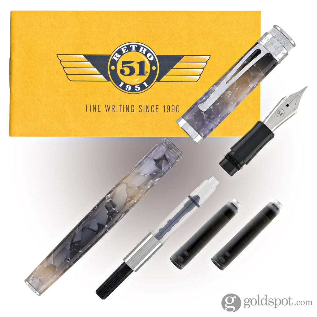 Retro 51 Tornado Fountain Pen in Silver Lining Goldspot Pens
