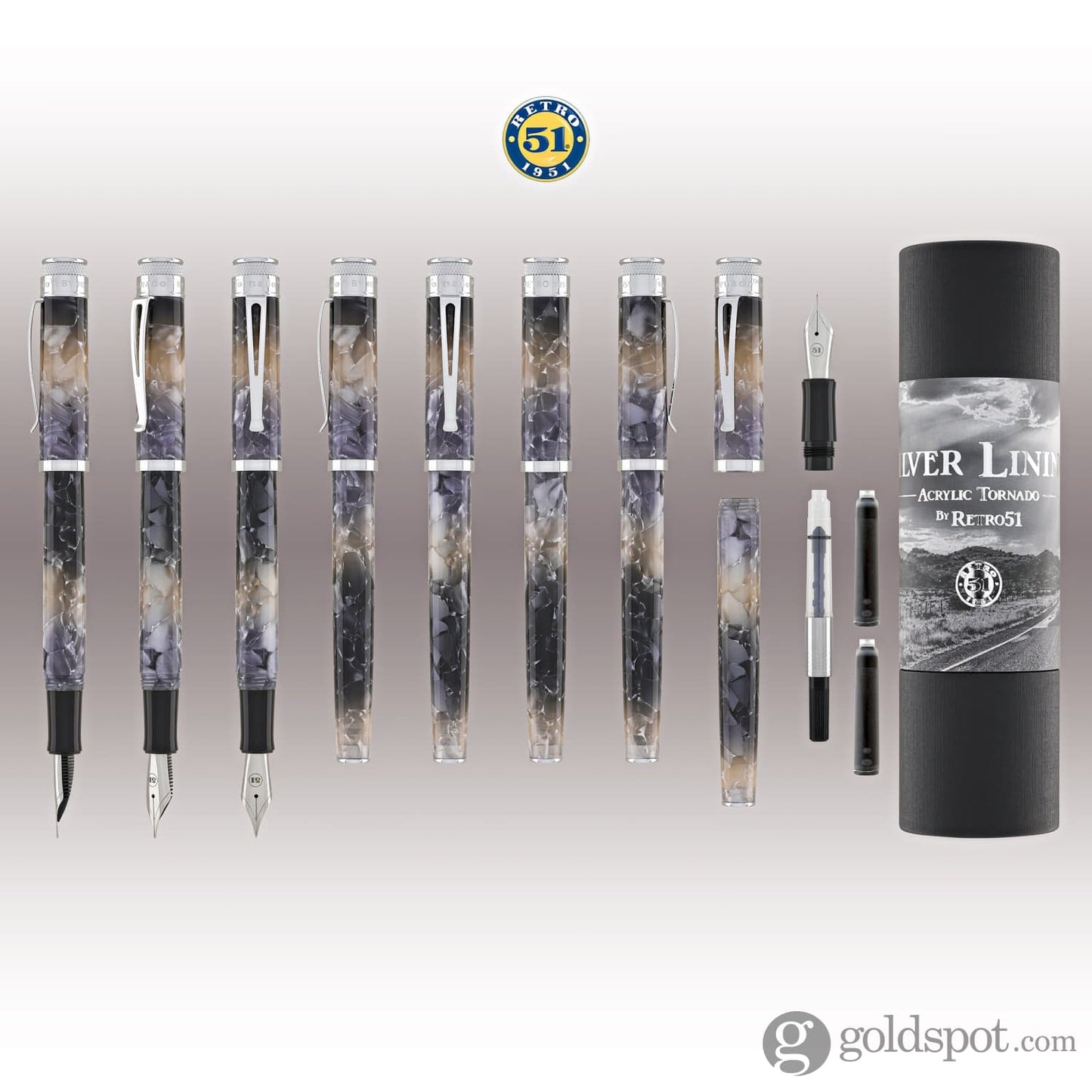 Retro 51 Tornado Fountain Pen in Silver Lining Fountain Pen