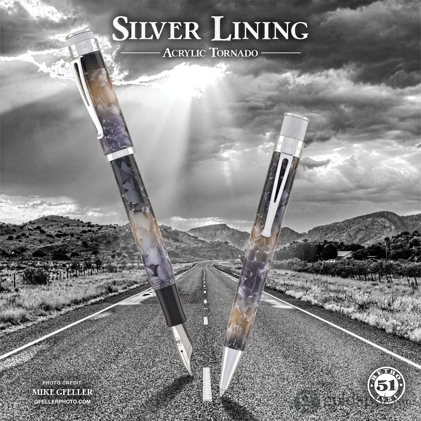 Retro 51 Tornado Fountain Pen in Silver Lining Fountain Pen
