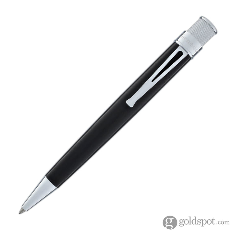 Retro 51 Tornado Rollerball Pen in Black Lacquer Silver Rollerball Pen