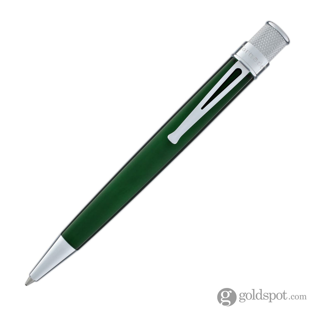 Retro 51 Tornado Rollerball Pen in Green Lacquer Silver Rollerball Pen