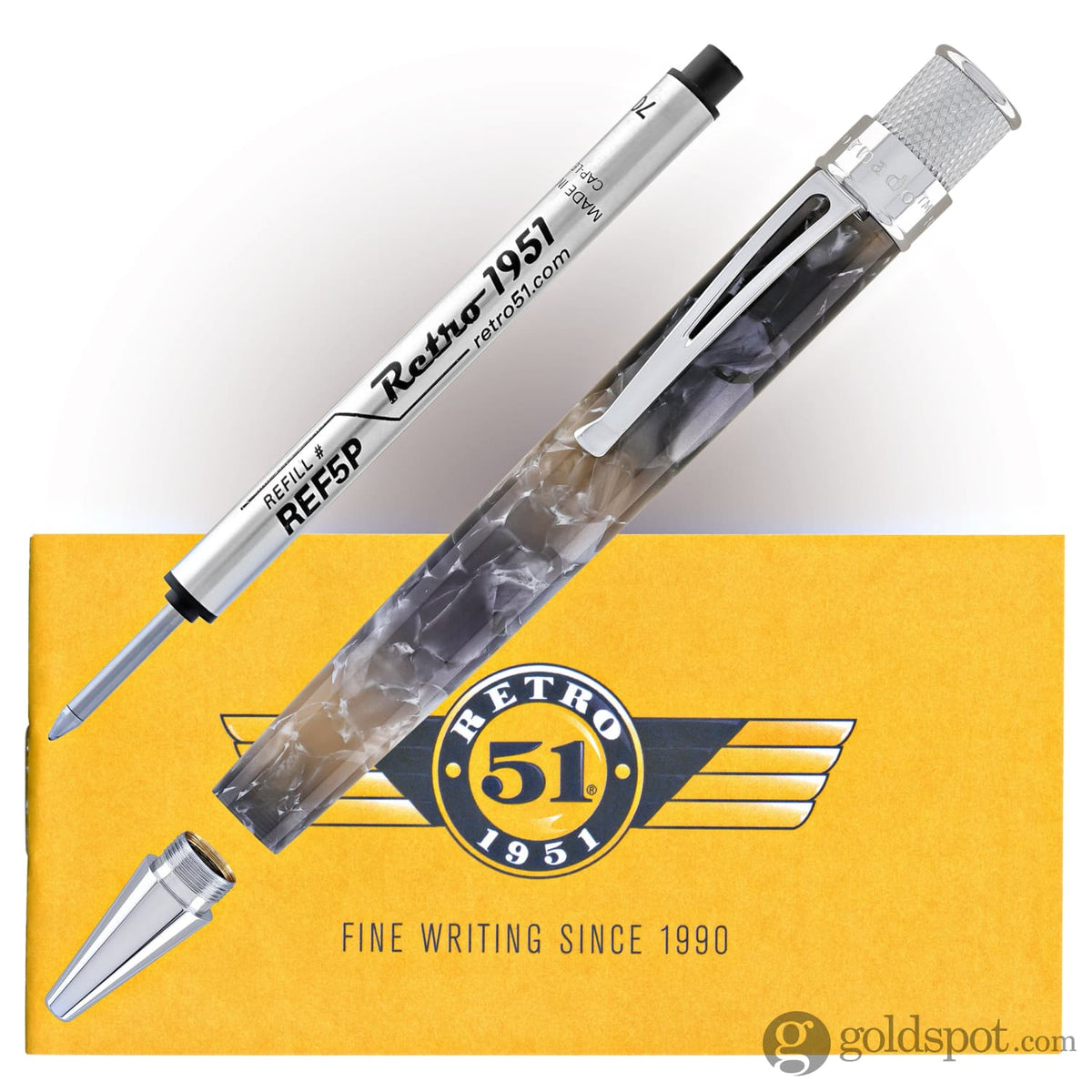 Retro 51 Tornado Rollerball Pen in Silver Lining Goldspot Pens