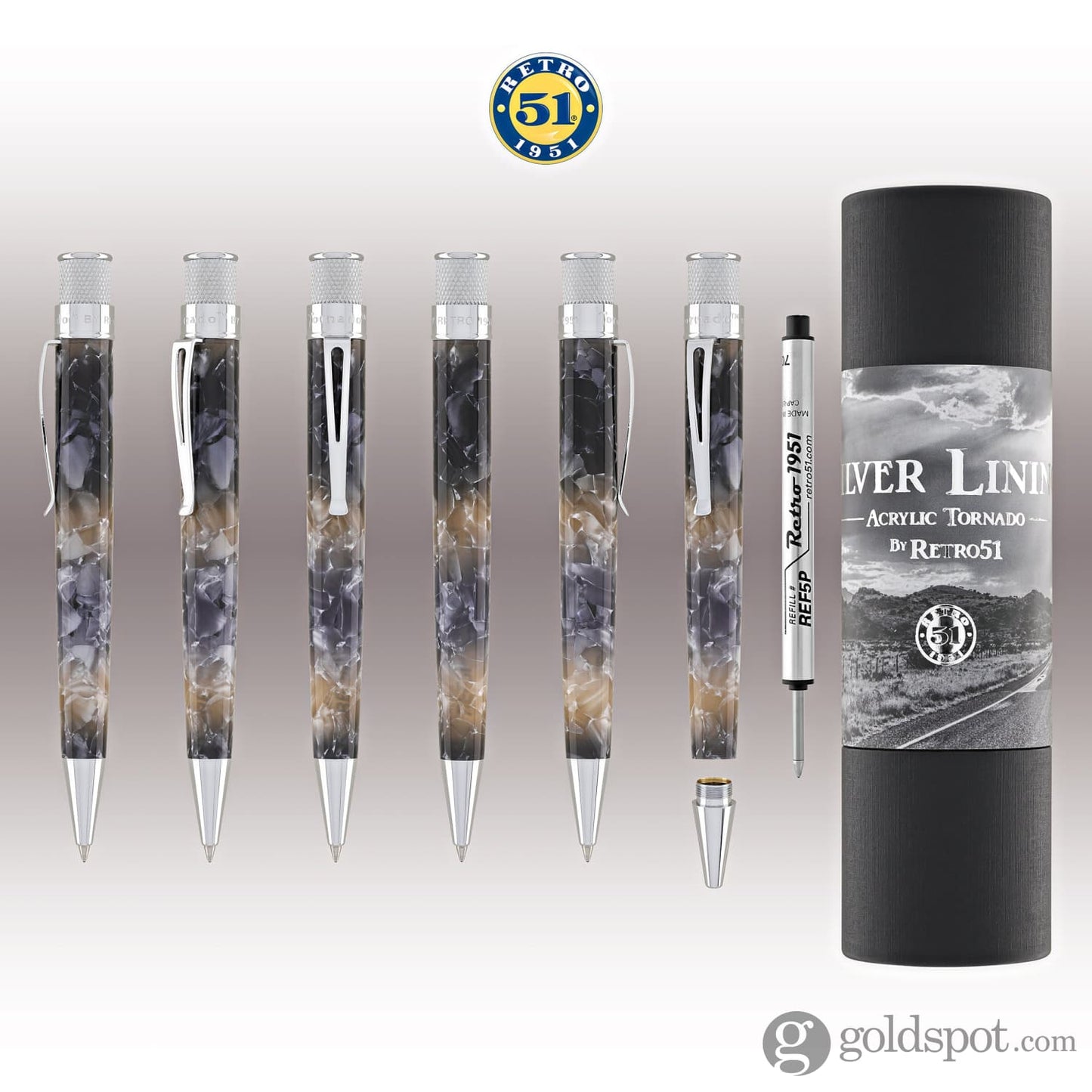 Retro 51 Tornado Rollerball Pen in Silver Lining Rollerball Pen
