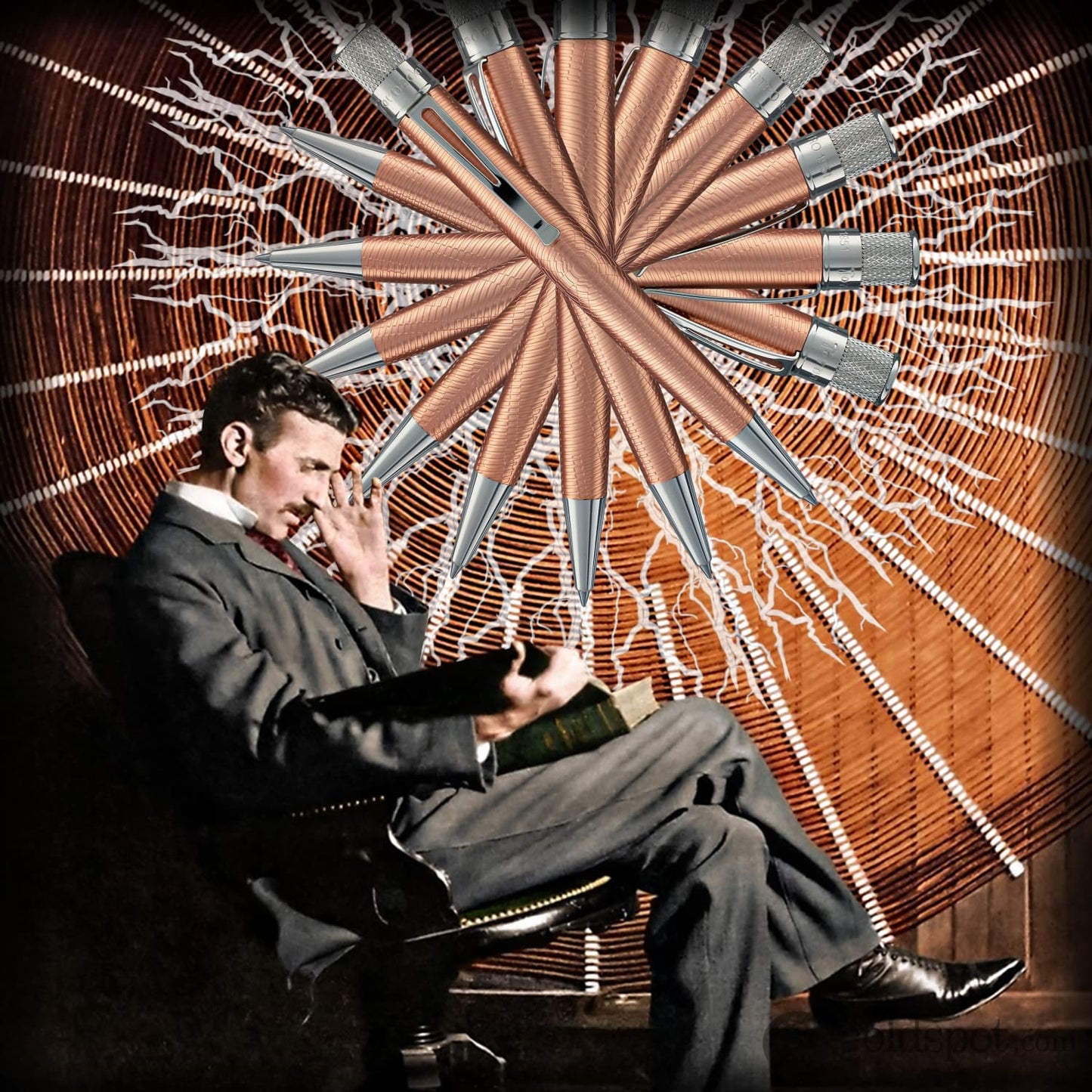 Retro 51 Tornado Vintage Metalsmith Rollerball Pen in Nikola Tesla Rollerball Pen