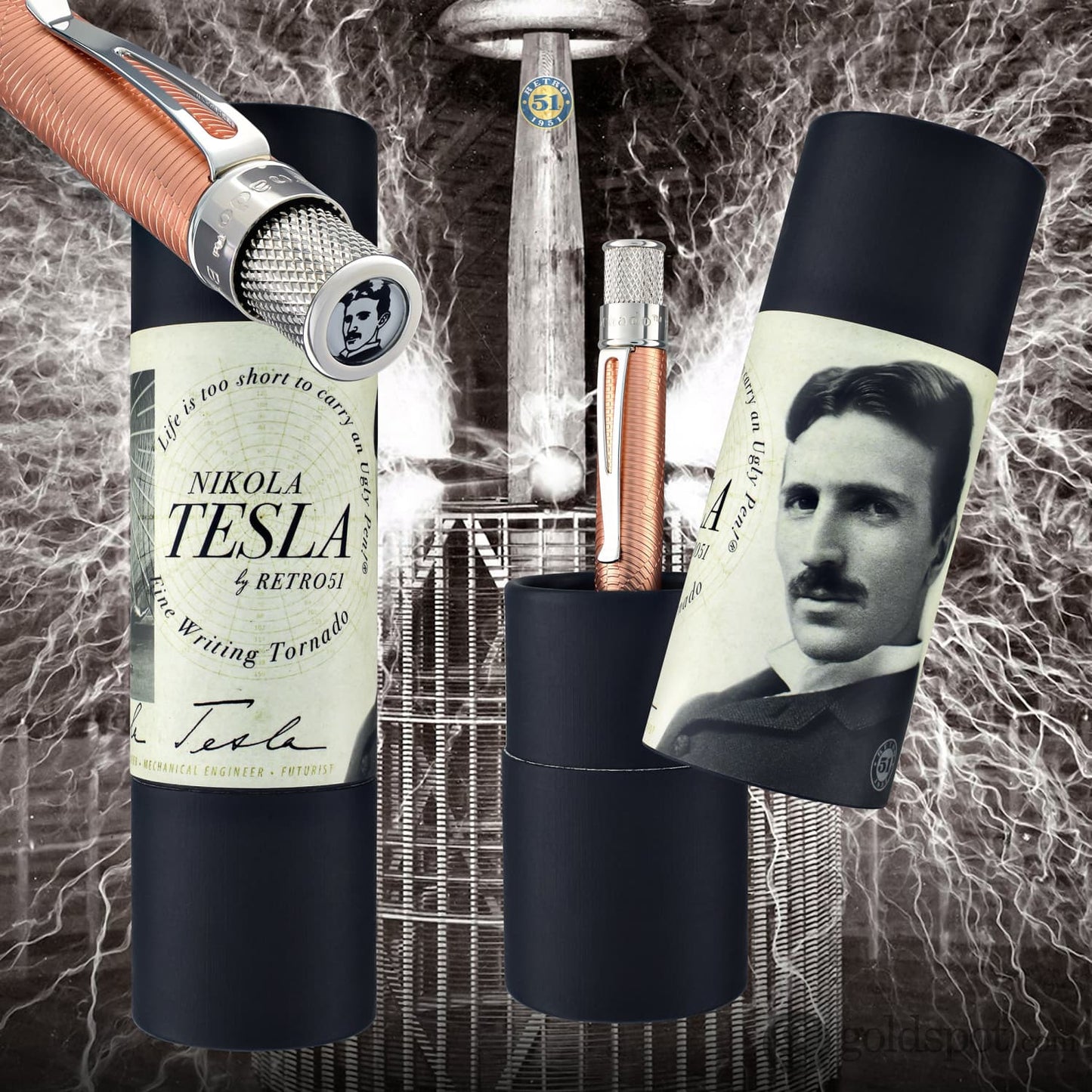 Retro 51 Tornado Vintage Metalsmith Rollerball Pen in Nikola Tesla Rollerball Pen