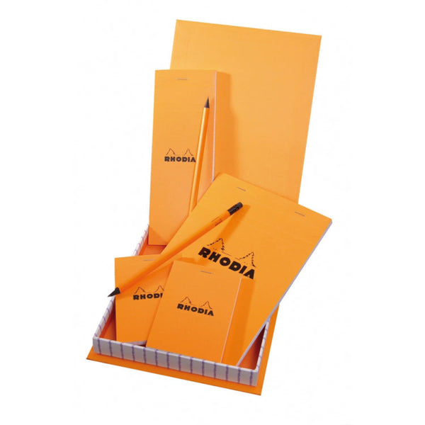 Rhodia Boutique Treasure Box in Orange - Four Notepads and Two Pencils Gift Set