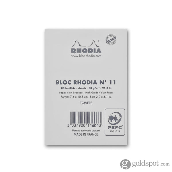 Rhodia No. 11 Staplebound 3 x 4 Notepad in Ice Notepad